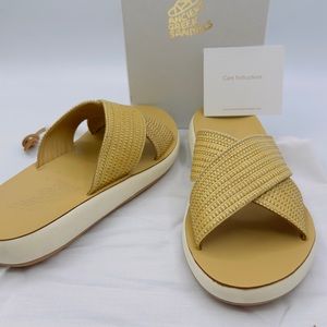 Ancient Greek Sandals Women's Thais Raffia Wedge Slide Sandals ,US 6 RETAIL $255